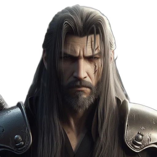 face, hair, sword, fantasy art transparent PNG cut-out