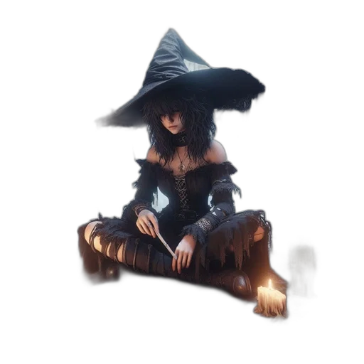 hat, staff, dress, creature transparent PNG cut-out