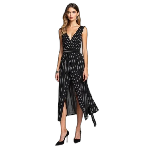 dress, model, wears, asymmetric transparent PNG cut-out