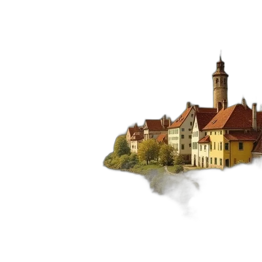 building, concept art, watercolor, photorealistic transparent PNG cut-out
