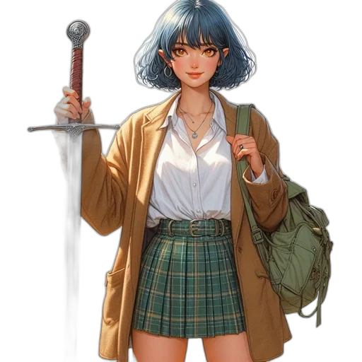 jacket, sword, staff, weapon transparent PNG cut-out