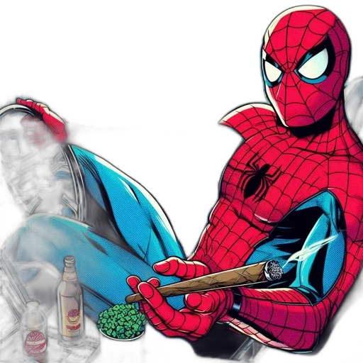comic book art, concept art, spider-man, relaxes transparent PNG cut-out