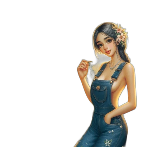 dress, jewelry, flower, fantasy art transparent PNG cut-out