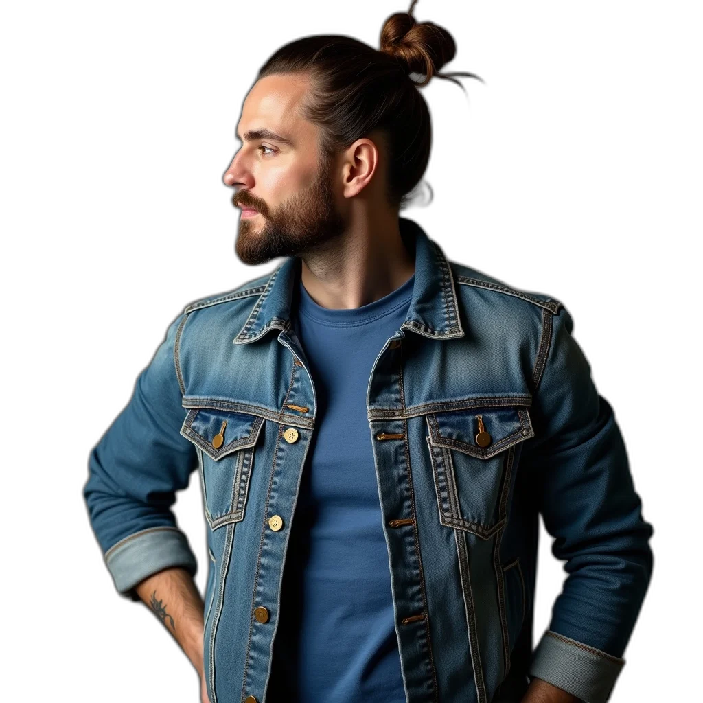 jacket, hair, face, staff transparent PNG cut-out