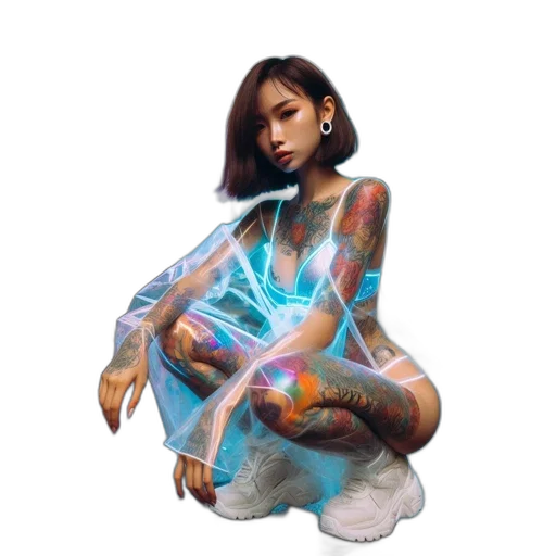 jewelry, dress, jacket, cyberpunk transparent PNG cut-out