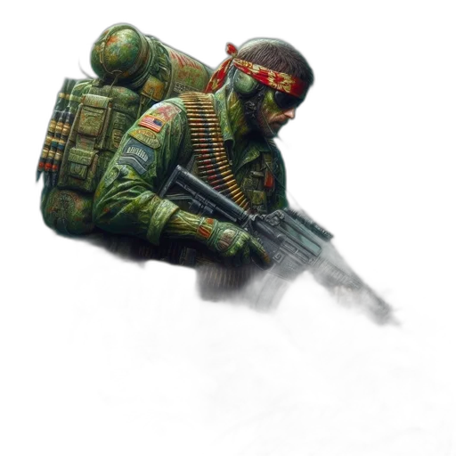 weapon, robot, jacket, face transparent PNG cut-out