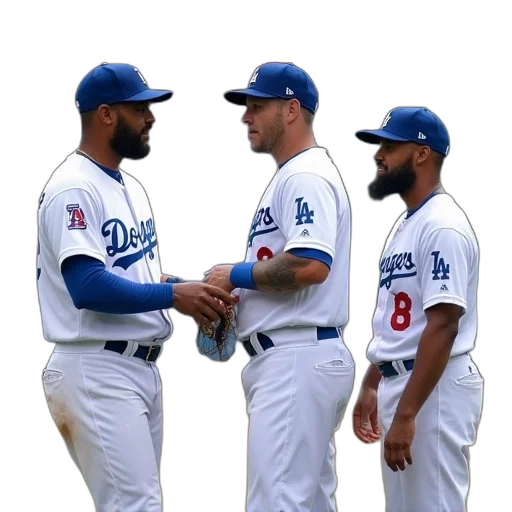 three, dodgers, baseball, players transparent PNG cut-out