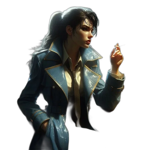 jacket, staff, concept art, fantasy art transparent PNG cut-out