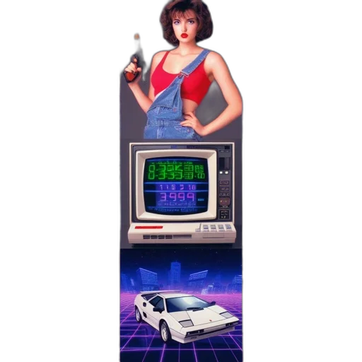 robot, car, vaporwave, cyberpunk transparent PNG cut-out