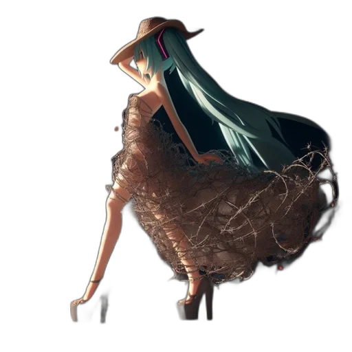 dress, hat, creature, hair transparent PNG cut-out