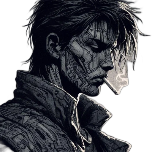 face, jacket, mask, cyberpunk transparent PNG cut-out
