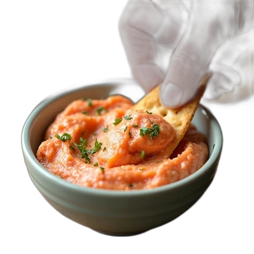 food, someone, dipping, cracker transparent PNG cut-out