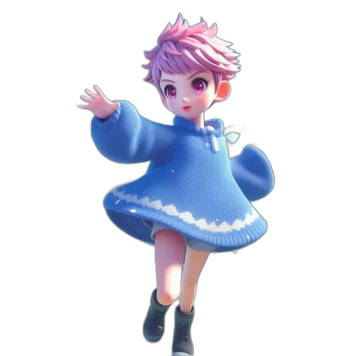 dress, staff, creature, 3d render transparent PNG cut-out