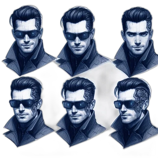 face, concept art, comic book art, cyberpunk transparent PNG cut-out
