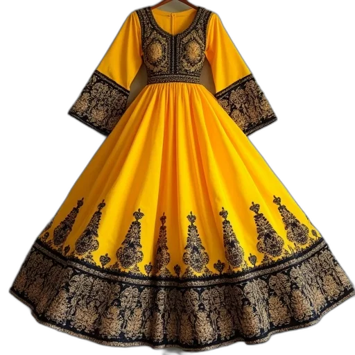 dress, golden, yellow, black transparent PNG cut-out