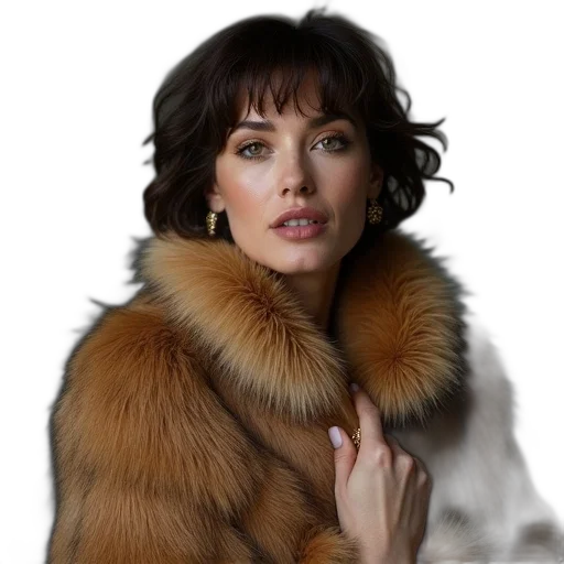 jacket, jewelry, face, photorealistic transparent PNG cut-out