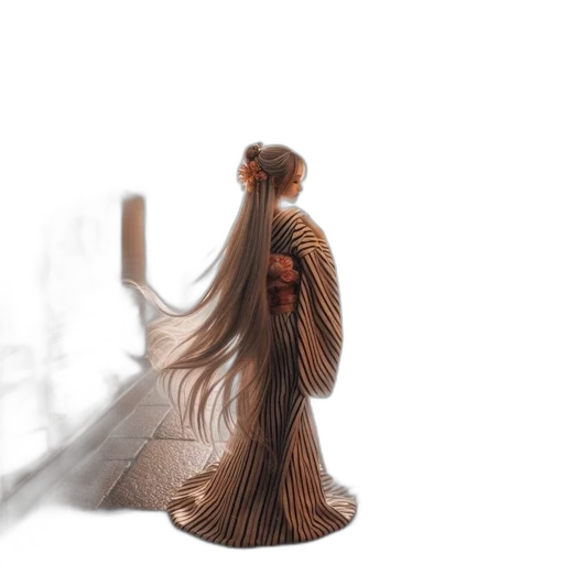 hair, dress, creature, staff transparent PNG cut-out