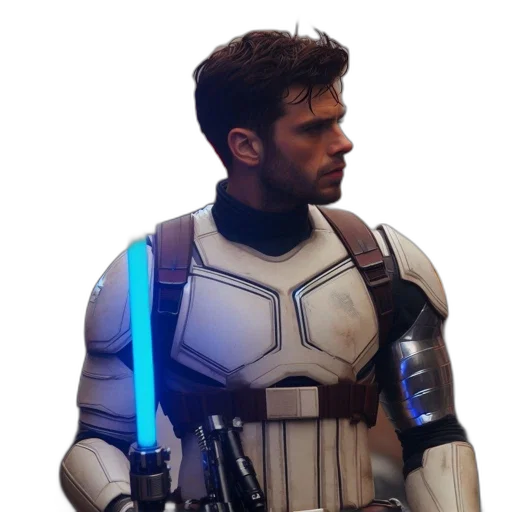 robot, staff, jacket, weapon transparent PNG cut-out