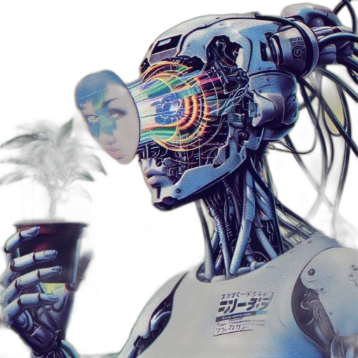 robot, cyberpunk, vaporwave, concept art transparent PNG cut-out