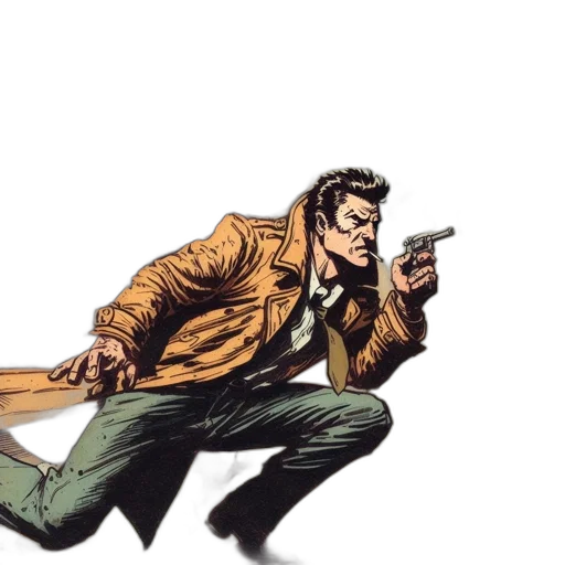 jacket, weapon, staff, comic book art transparent PNG cut-out