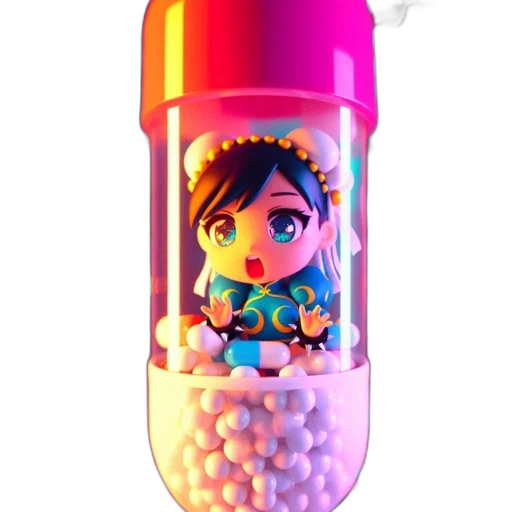 bottle, 3d render, vaporwave, concept art transparent PNG cut-out