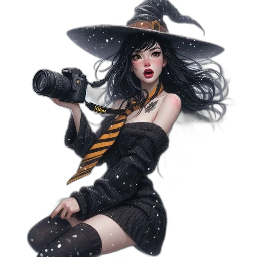 staff, hat, dress, weapon transparent PNG cut-out