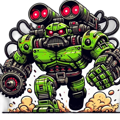 robot, weapon, comic book art, pixel art transparent PNG cut-out