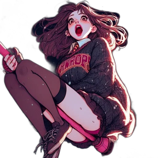 jacket, hair, creature, weapon transparent PNG cut-out