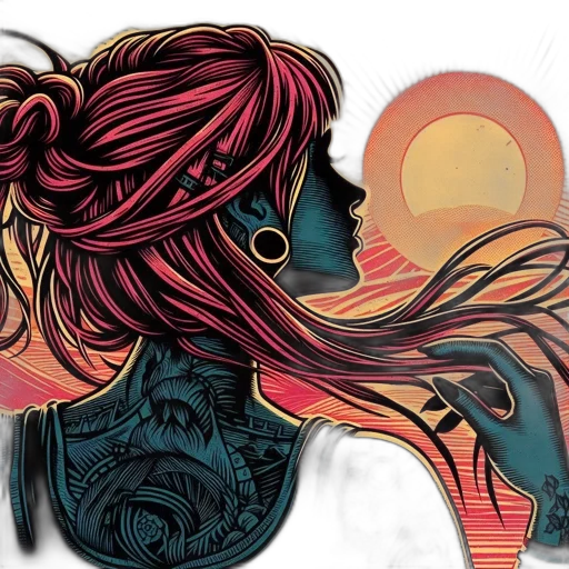 hair, comic book art, concept art, fantasy art transparent PNG cut-out