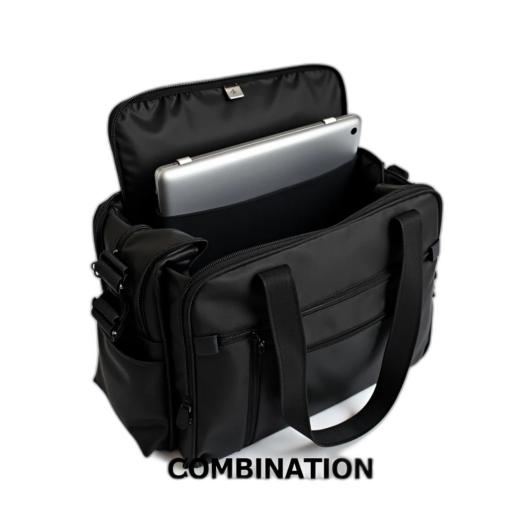 3d render, black, laptop, bag transparent PNG cut-out