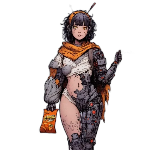 robot, weapon, dress, cyberpunk transparent PNG cut-out