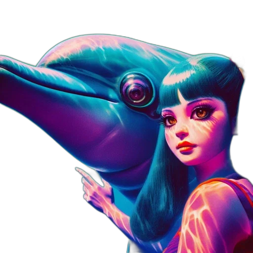 creature, animal, concept art, vaporwave transparent PNG cut-out