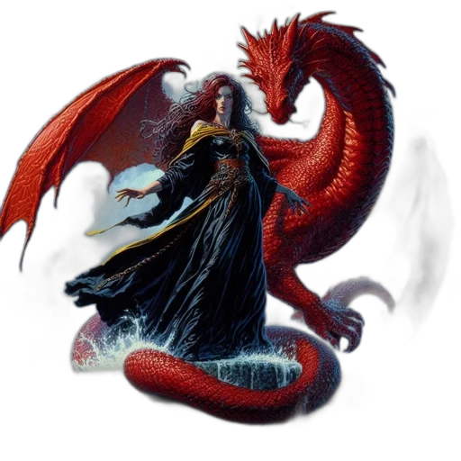 dragon, creature, staff, fantasy art transparent PNG cut-out