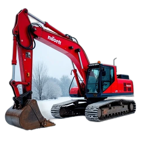 robot, snow, red, excavator transparent PNG cut-out