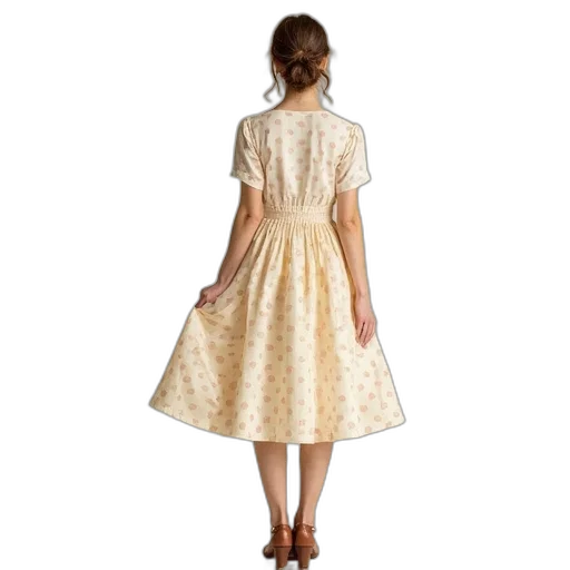 dress, polka, dot, midi transparent PNG cut-out