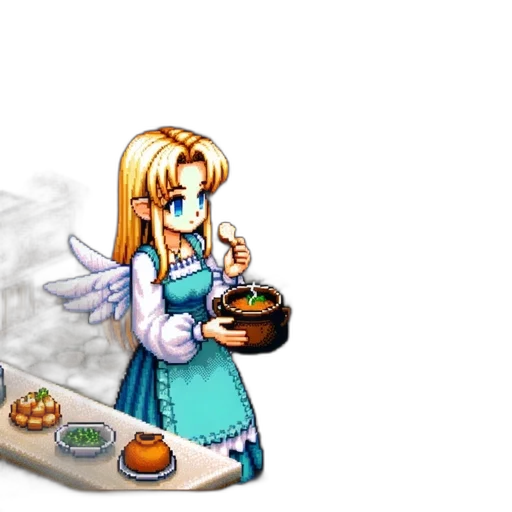food, pixel art, concept art, vaporwave transparent PNG cut-out