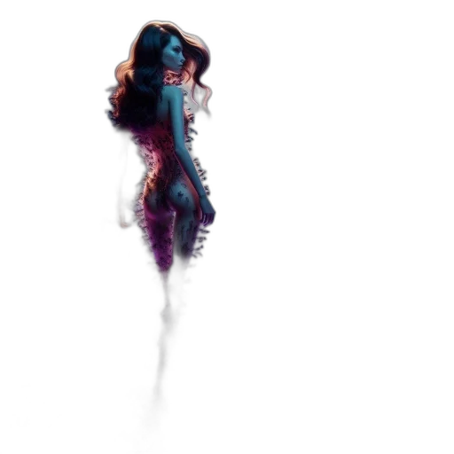 hair, dress, creature, staff transparent PNG cut-out