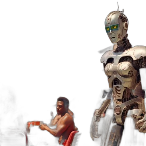 robot, concept art, 3d render, cyberpunk transparent PNG cut-out
