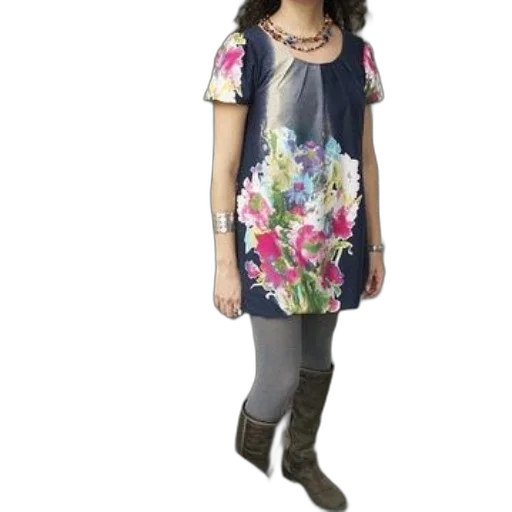 dress, woman, floral, stands transparent PNG cut-out