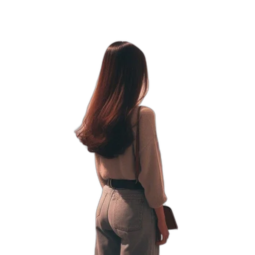 dress, hair, jacket, staff transparent PNG cut-out