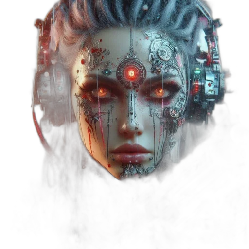 robot, face, mask, cyberpunk transparent PNG cut-out