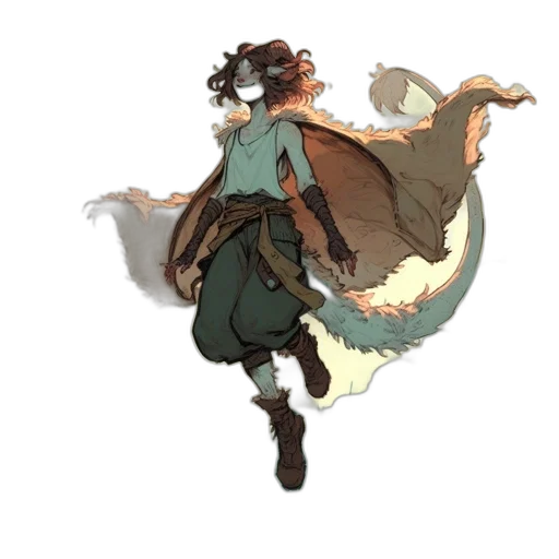 dragon, staff, creature, dress transparent PNG cut-out