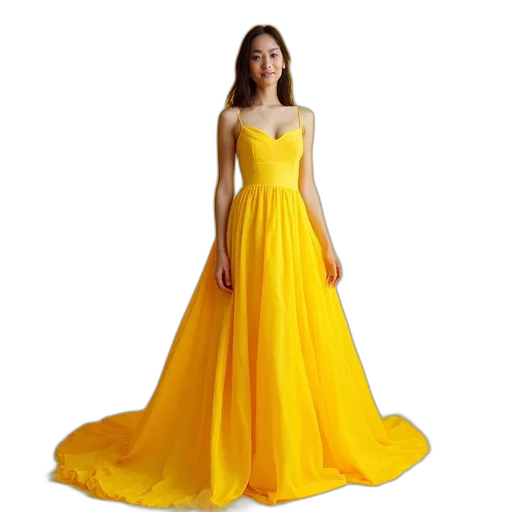 dress, photorealistic, golden, bright transparent PNG cut-out