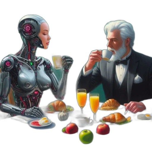 robot, food, cyberpunk, concept art transparent PNG cut-out