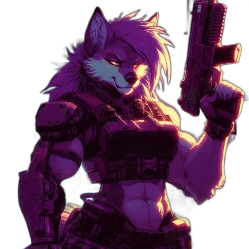 weapon, animal, cyberpunk, pixel art transparent PNG cut-out