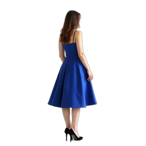 dress, blue, monochrome, woman transparent PNG cut-out