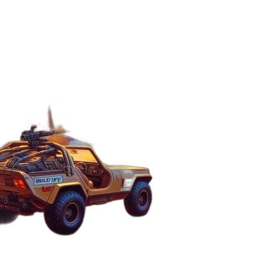 car, robot, weapon, 3d render transparent PNG cut-out