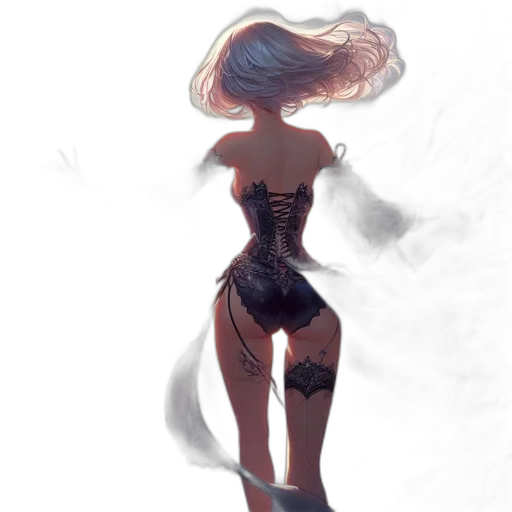 dress, mask, hair, creature transparent PNG cut-out