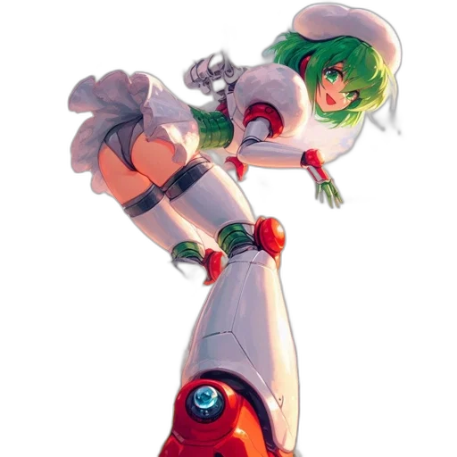 robot, dress, staff, weapon transparent PNG cut-out