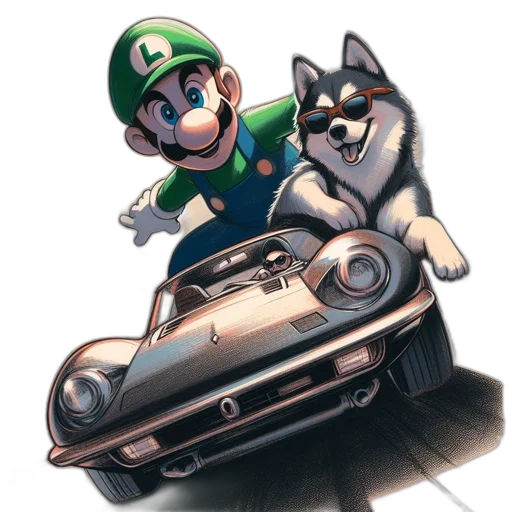 car, animal, concept art, watercolor transparent PNG cut-out
